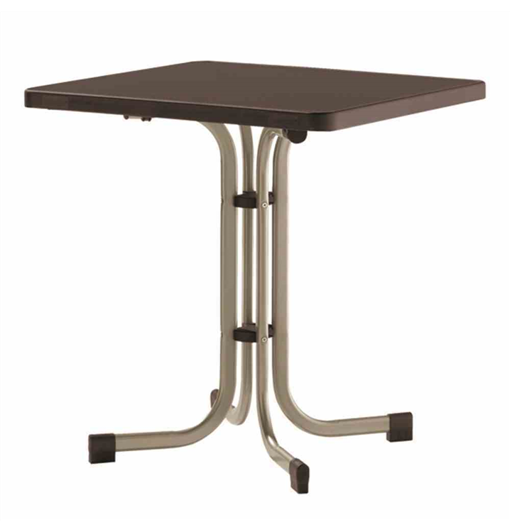 Sieger Klapptisch 70x70cm champ./Mecalit mocca Stahl