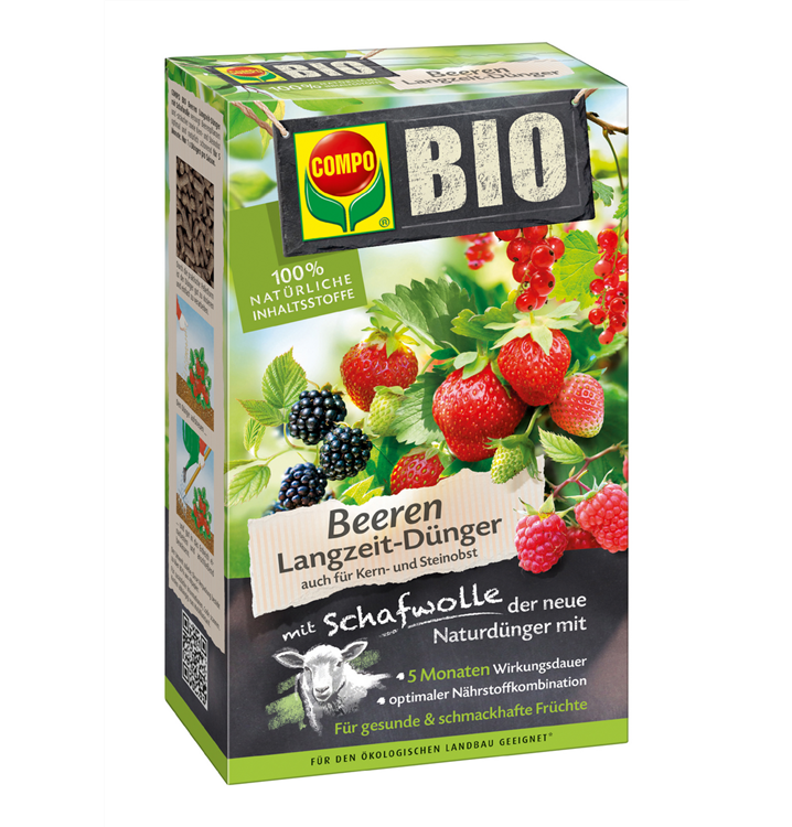 Compo BIO Beeren Langzeit-Dünger mit Schafwolle 