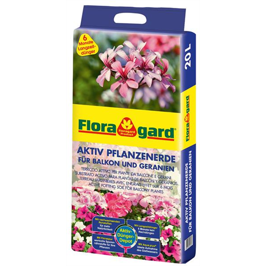 Floragard Aktiv Pflanzenerde für Balkon und Geranien